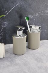 Diş Fırçalık Ve Sıvı Sabunluk 2'li Set Bej