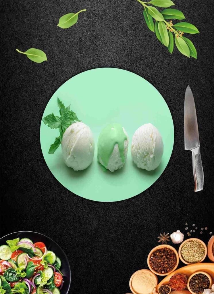 Çap 32 Cm Cold Desenli Cam Kesme Tahtası