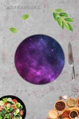 Çap 32 Cm Uzay Desenli Cam Kesme Tahtası