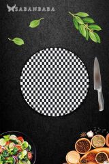 Çap 32 cm Dama Desenli Cam Kesme Tahtası