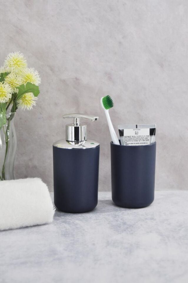 2'li Set Lacivert, Diş Fırçalık Ve Sıvı Sabunluk - Brasil Model