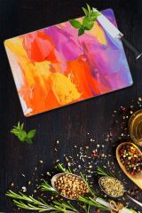 30x40 cm Cam Kesme Tahtası Gökkuşağı Desenli