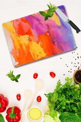 30x40 cm Cam Kesme Tahtası Gökkuşağı Desenli