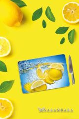 30x40 cm Cam Kesme Tahtası Fresh Limon