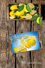 30x40 cm Cam Kesme Tahtası Fresh Limon