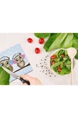 30x40 cm Cam Kesme Tahtası İkili Baykuş