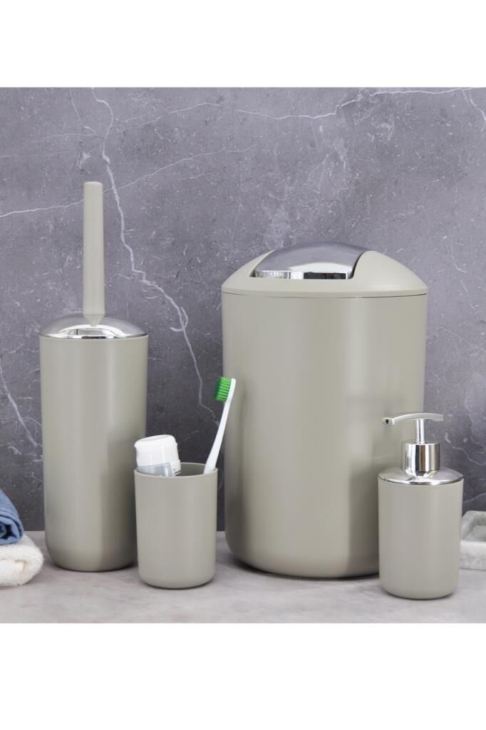 Banyo Aksesuar Seti, Çöp Kovası Seti Bej