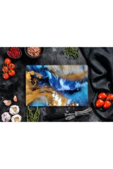 30x40 cm Cam Kesme Tahtası Dünya