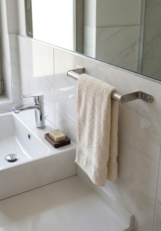 Paslanmaz Çelik Havluluk Duvara Monte Banyo Havlu Askılığı Gümüş 25 Cm