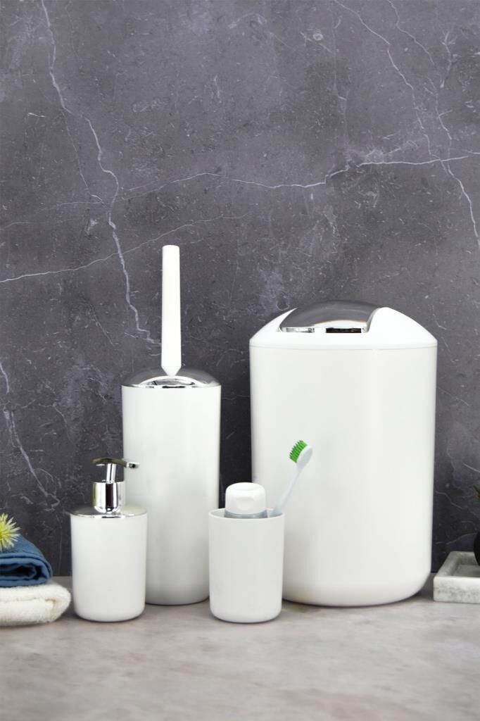 Banyo Aksesuar Seti, Çöp Kovası Seti Beyaz