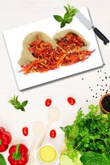 30x40 cm Cam Kesme Tahtası Kurutulmuş Biber Desenli