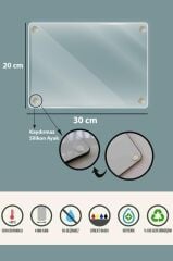 20x30 cm Cam Kesme Tahtası Ahşap Ev Desenli