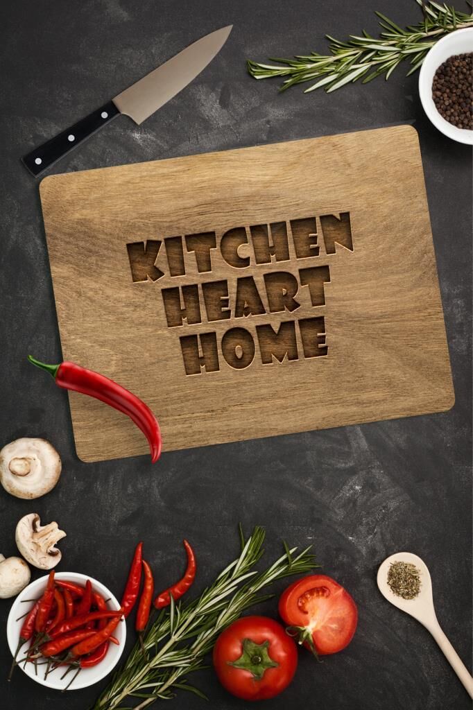 30x40 cm Cam Kesme Tahtası Kitchen Heart Home
