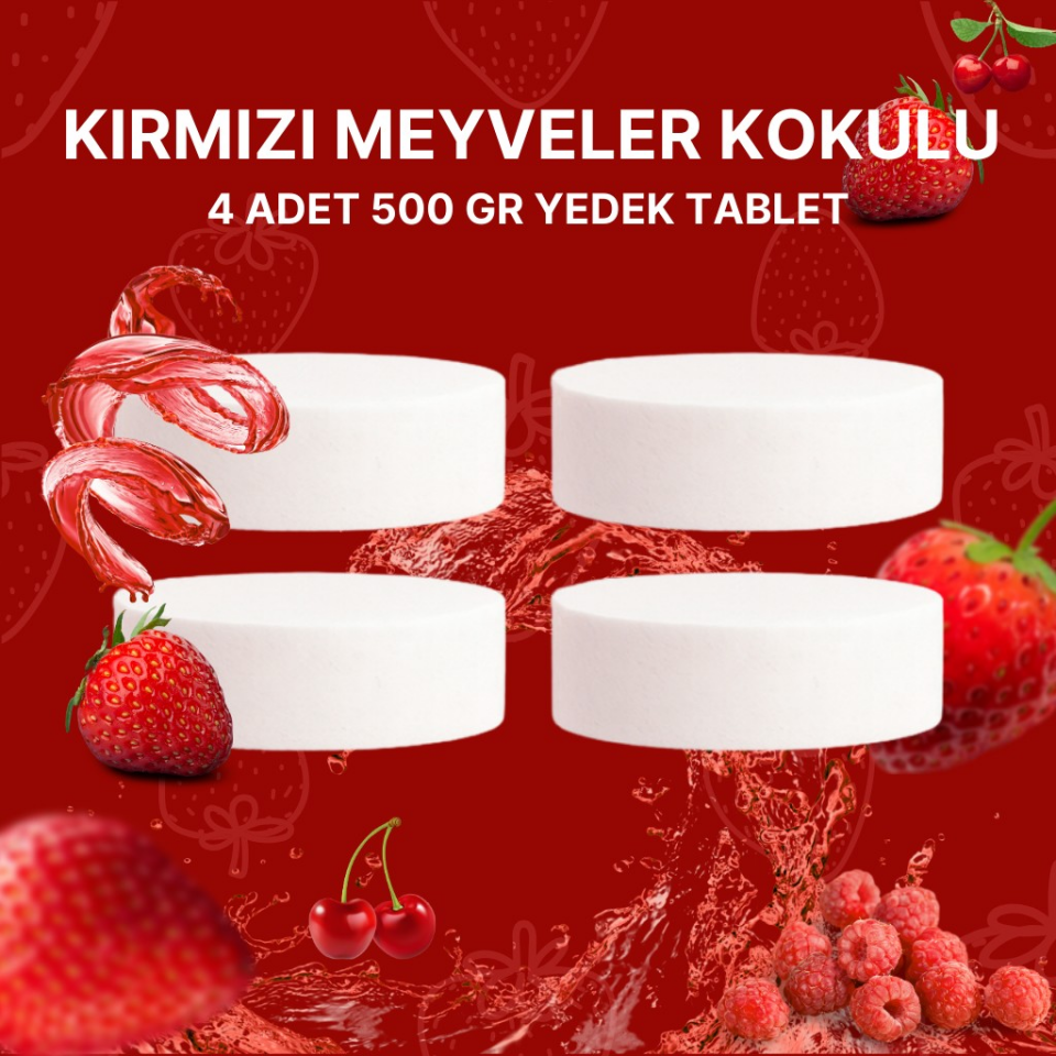 2 Adet 2x500Gr - KIRMIZI MEYVELER - Nem Alıcı Rutubet Giderici Yedek Tablet