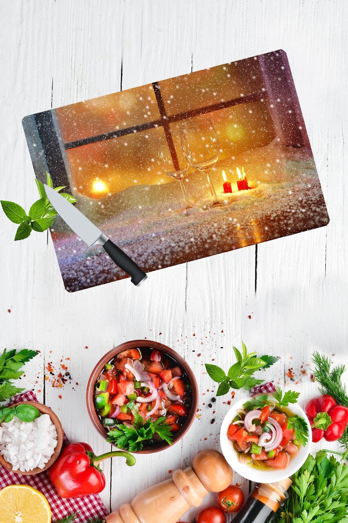 30x40 cm Cam Kesme Tahtası Kış 2