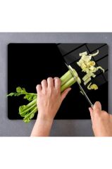 29x34 cm Cam Kesme Tahtası Düz Siyah