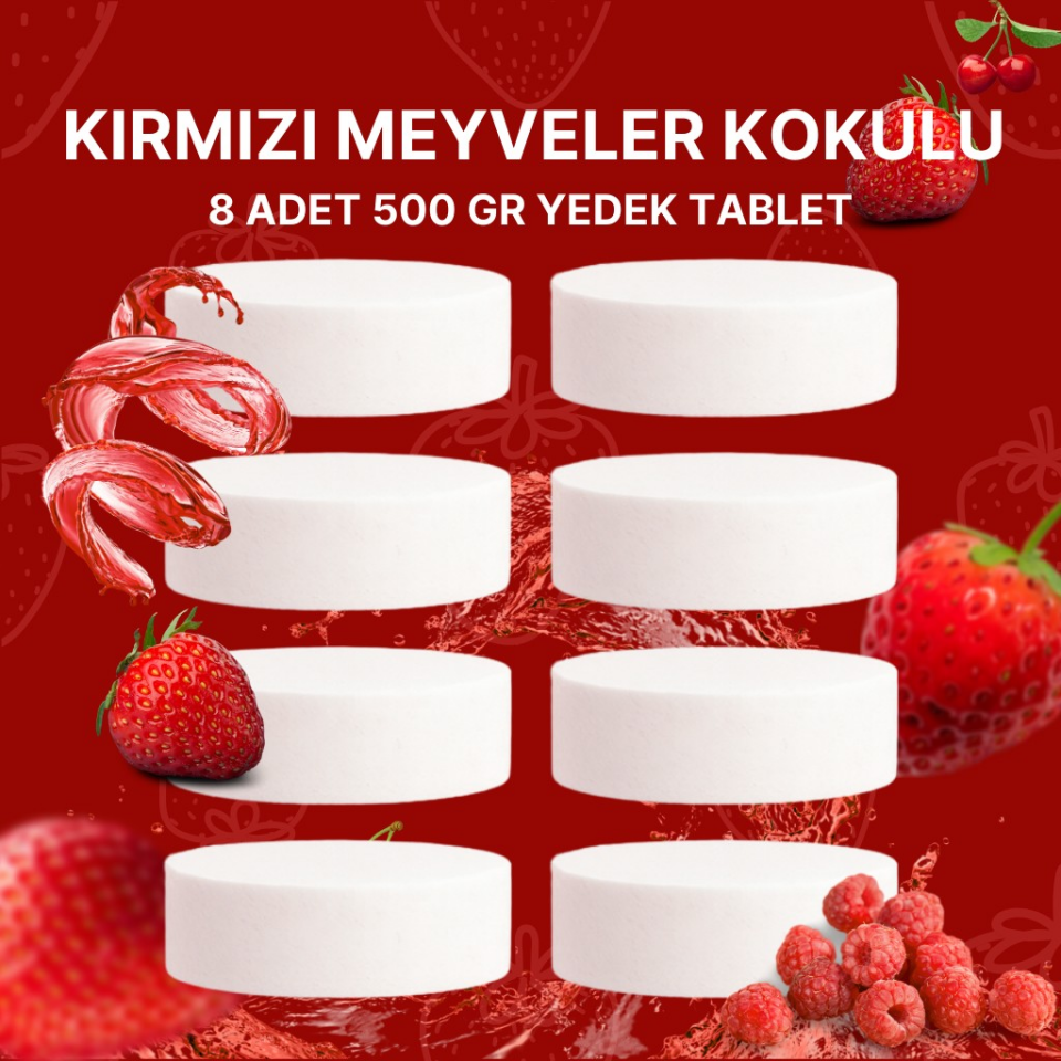 4 Adet 2x500Gr - KIRMIZI MEYVELER - Nem Alıcı Rutubet Giderici Yedek Tablet