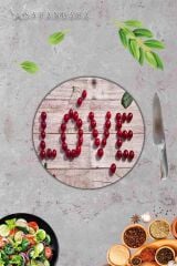 Çap 32 cm Love Kiraz Desenli