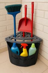 Saban Köşe Tipi Çok Amaçlı Temizlik Seti Organizeri – Süpürge, Faraş ve Temizlik Malzemesi Düzenleyici