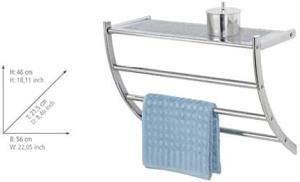 Duvar Askısı, Havlu Askısı Ve Rafı, Çelik, 56 X 46 X 21,5 Cm, Krom