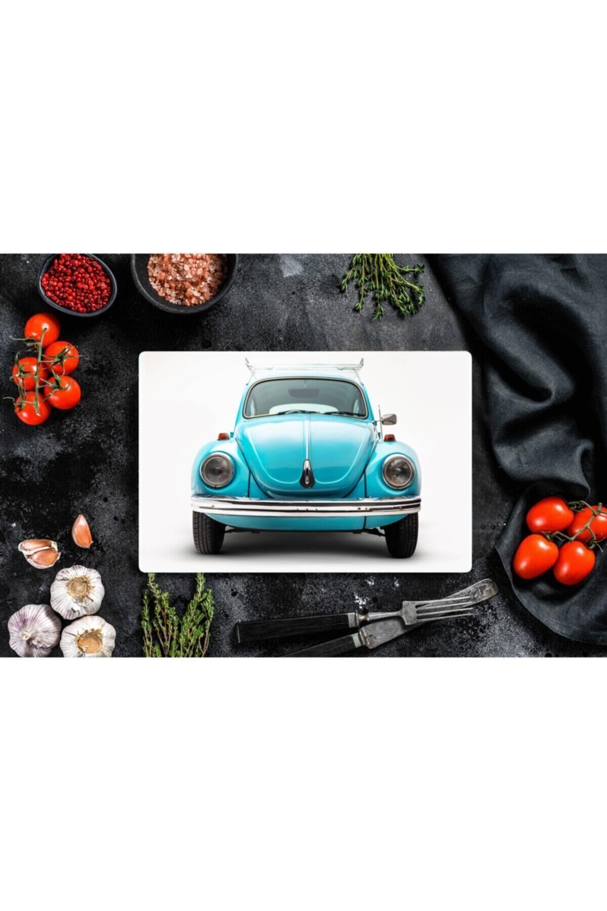 30x40 cm Cam Kesme Tahtası Mavi Vosvos