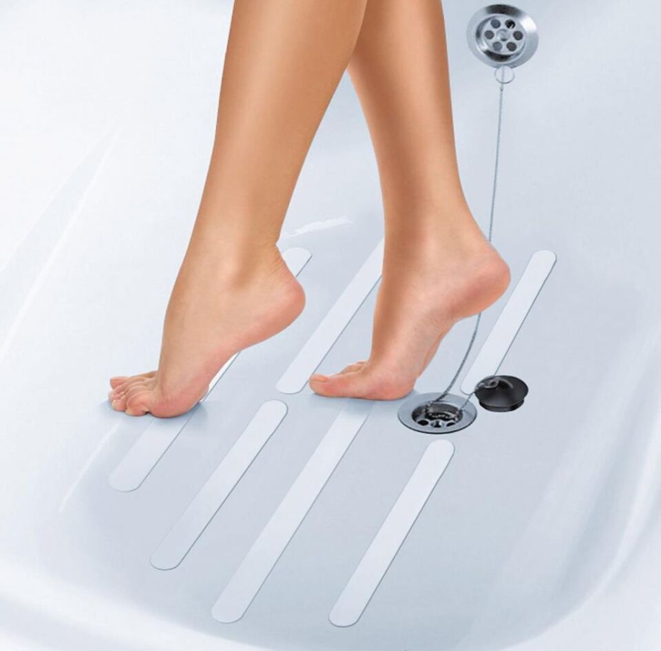 WENKO Banyo Zemin Kaydırmaz Yapışkanlı Bant Kaymaz Bant Şeffaf 6'lı 25x1,8 CM