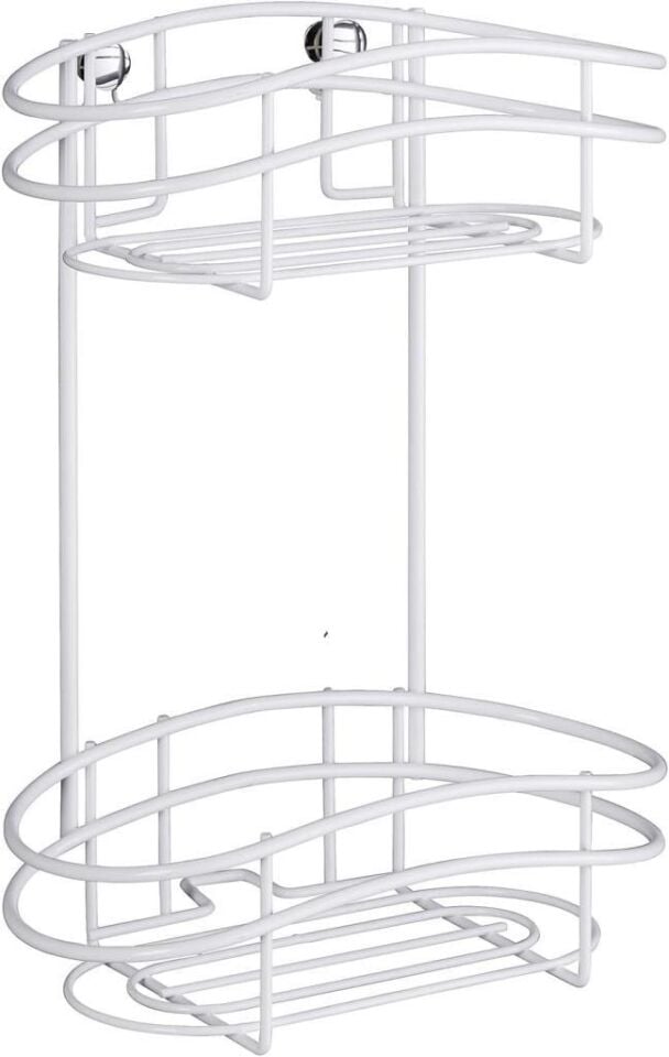 Beyaz, 2 Katlı Duvara Monte Çelik Banyo Rafı 24 X 32,5 X 15 Cm