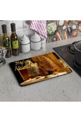 30x40 cm Cam Kesme Tahtası Mutlu Yıllar