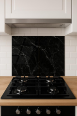 2'li 40x52cm Takım - Siyah Mermer Desenli - Ocak Koruyucu - Cam Kesme Tahtası