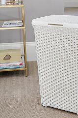 Hasır Desenli Plastik Çamaşır Sepeti Beyaz