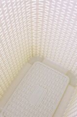 Hasır Desenli Plastik Çamaşır Sepeti Beyaz