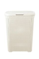 Hasır Desenli Plastik Çamaşır Sepeti Beyaz