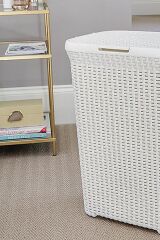 Hasır Desenli Plastik Çamaşır Sepeti Beyaz