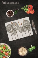 30x40 cm Cam Kesme Tahtası Polen &  Altın Kuşlar