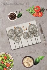 30x40 cm Cam Kesme Tahtası Polen &  Altın Kuşlar