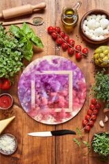 Çap 32 cm Renkli Kare Duman Desenli