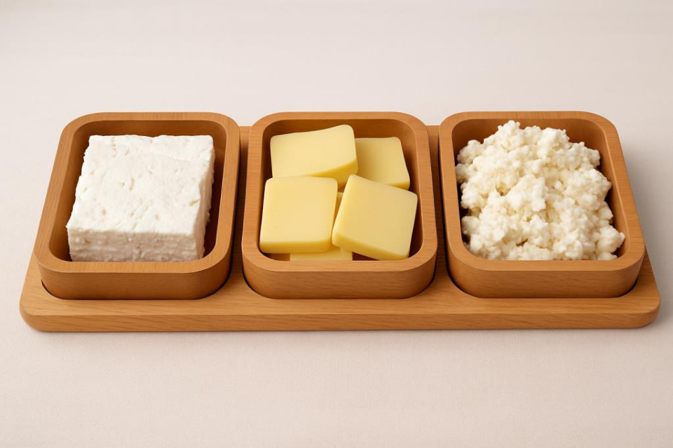 Saban Doğal Ahşap Çerezlik ve Kahvaltılık – Tepsili 3 Kaseli Sunum Tabağı  T11