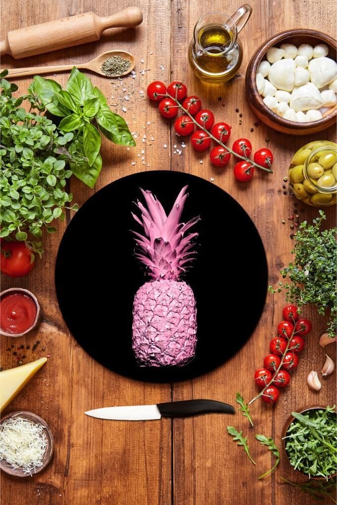 Çap 32 cm Siyah Ananas Desenli