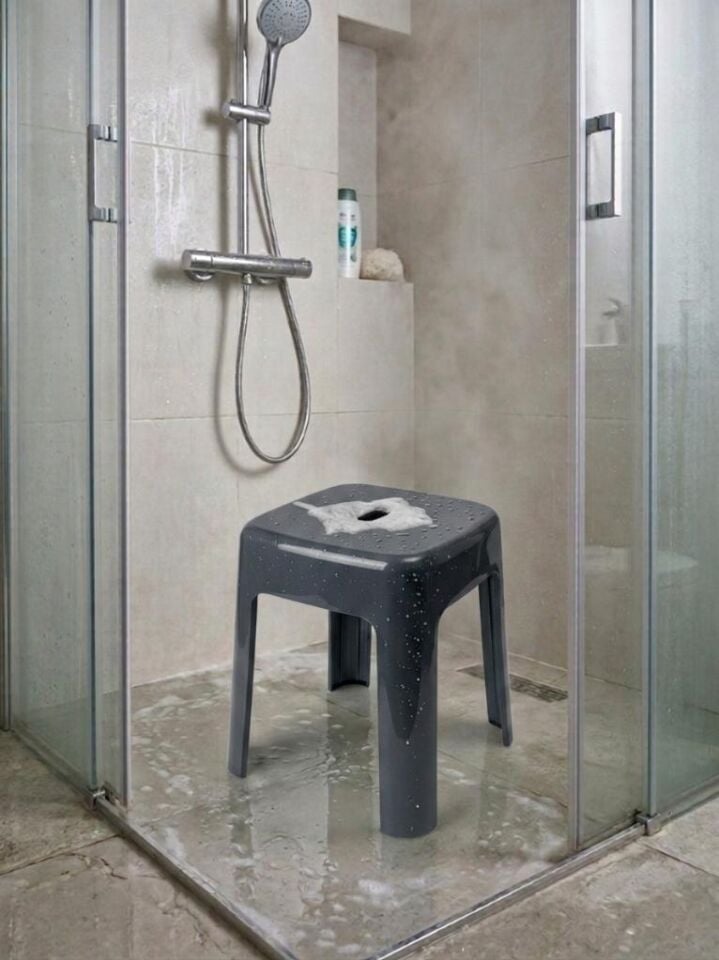 Saban Tabure Sağlam Plastik Kırılmaya Dayanıklı Bahçe, Balkon ,Banyo Gri