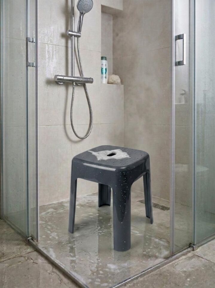 Saban Tabure Sağlam Plastik Kırılmaya Dayanıklı Bahçe, Balkon ,Banyo Gri