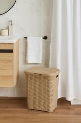 Hasır Desenli Plastik Çamaşır Sepeti Bej