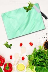 30x40 cm Cam Kesme Tahtası Su Yeşili Desenli