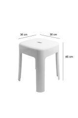 Dayanıklı Beyaz Plastik Tabure – Kaymaz, 200 kg Taşıma Kapasiteli, Banyo ve Ev Kullanımı İçin