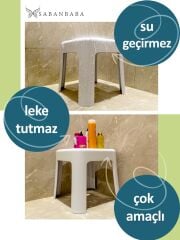 Dayanıklı Beyaz Plastik Tabure – Kaymaz, 200 kg Taşıma Kapasiteli, Banyo ve Ev Kullanımı İçin