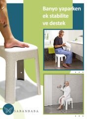 Dayanıklı Beyaz Plastik Tabure – Kaymaz, 200 kg Taşıma Kapasiteli, Banyo ve Ev Kullanımı İçin