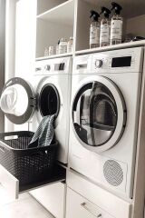 Hasır Desenli Plastik Kahverengi Çamaşır Sepeti  & Kahverengi Çamaşır Selesi