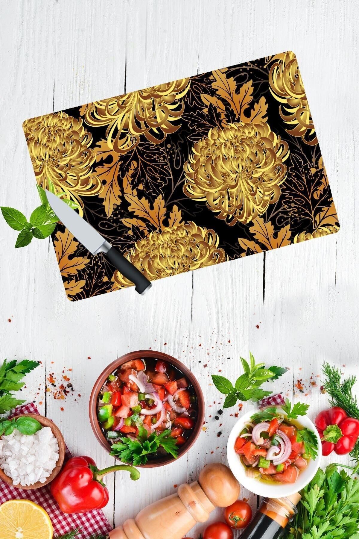 30x40 cm Cam Kesme Tahtası Yörünge Desenli