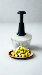 Üç Bıçaklı Manuel El Rondosu - Sebze Meyve Doğrayıcı & Parçalayıcı Lacivert