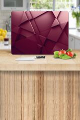 30x40 cm Cam Kesme Tahtası Kırmızı Üçgen Desenli