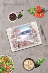 30x40 cm Cam Kesme Tahtası Pencere Desen